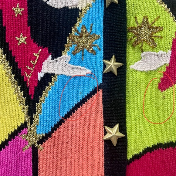 Storybook Knits Black and Red Jacket Bold Geometric Design small - Picture 3 of 10